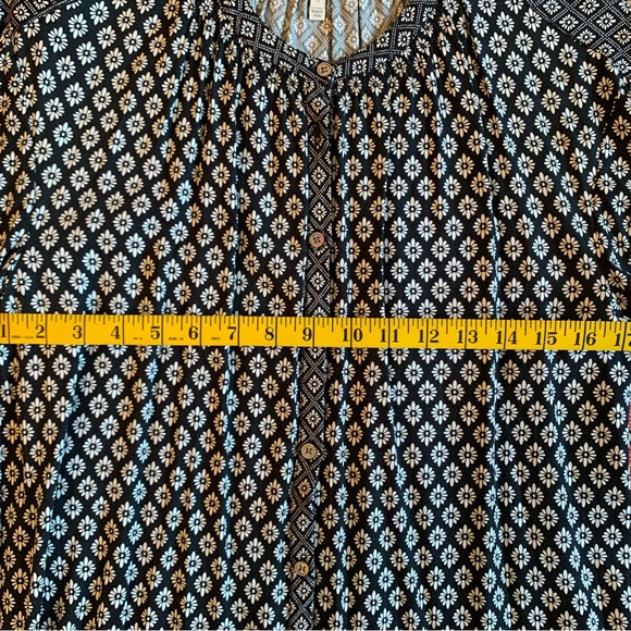 Joie-Black and White Floral Print Long Sleeve Button-Up Drop Waist Dress Sz S - Picture 9 of 13